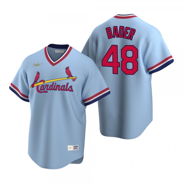 Men's St. Louis Cardinals Harrison Bader Nike Light Blue Cooperstown Collection Road Jersey