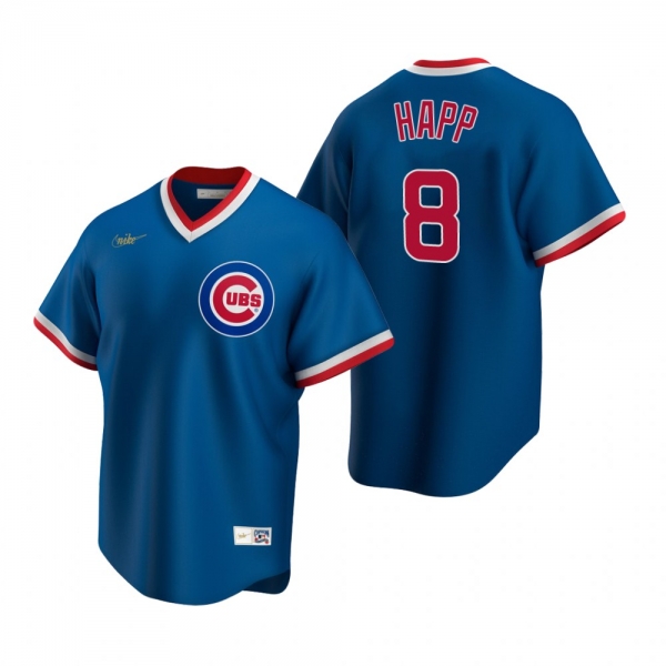 Men's Chicago Cubs Ian Happ Nike Royal Cooperstown Collection Road Jersey