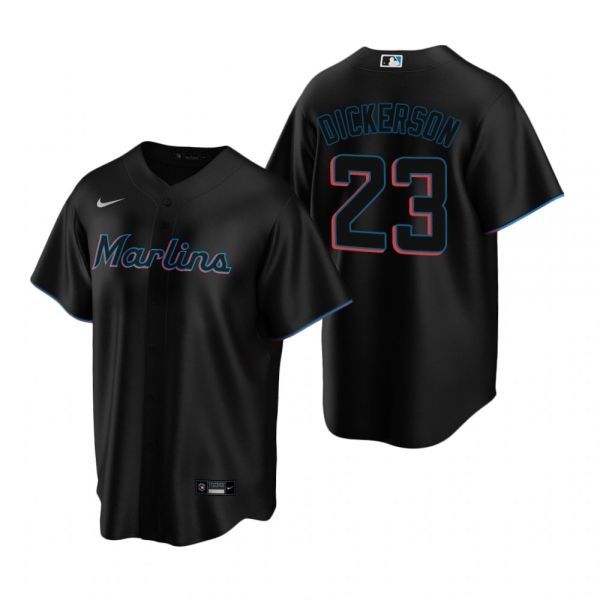 Men's Miami Marlins Corey Dickerson Nike Black Replica Alternate Jersey