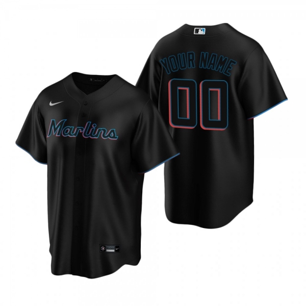 Men's Miami Marlins Custom Nike Black Replica Alternate Jersey