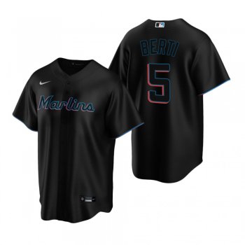 Men's Miami Marlins Jon Berti Nike Black Replica Alternate Jersey