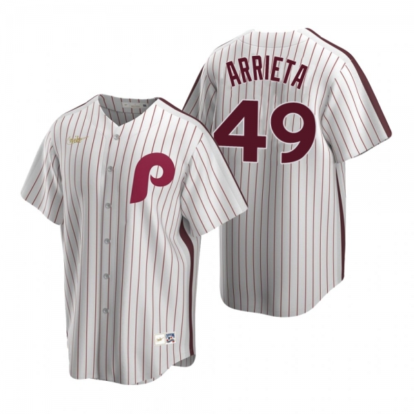 Men's Philadelphia Phillies Jake Arrieta Nike White Cooperstown Collection Home Jersey