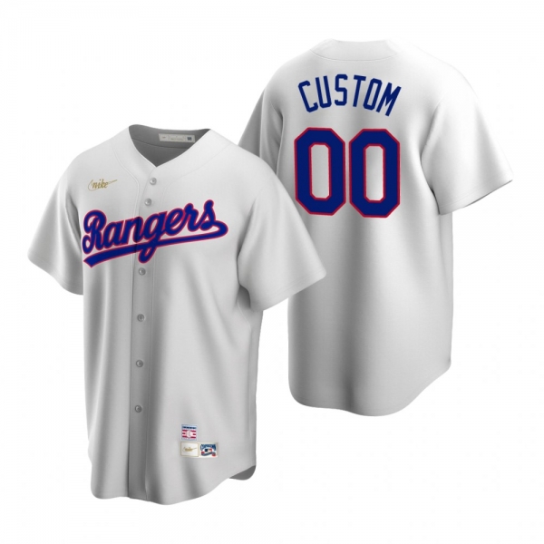 Men's Texas Rangers Custom Nike White Cooperstown Collection Home Jersey