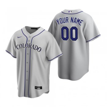 Men's Colorado Rockies Custom Nike Gray Replica Road Jersey