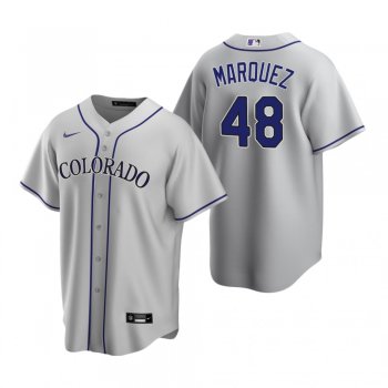 Men's Colorado Rockies German Marquez Nike Gray Replica Road Jersey