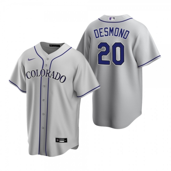 Men's Colorado Rockies Ian Desmond Nike Gray Replica Road Jersey