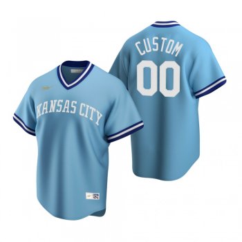 Men's Kansas City Royals Custom Nike Light Blue Cooperstown Collection Road Jersey