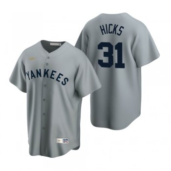 Men's New York Yankees Aaron Hicks Nike Gray Cooperstown Collection Road Jersey