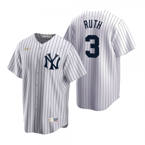 Men's New York Yankees Babe Ruth Nike White Cooperstown Collection Home Jersey