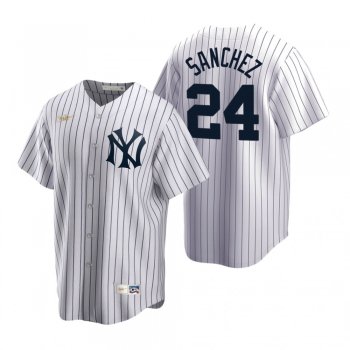 Men's New York Yankees Gary Sanchez Nike White Cooperstown Collection Home Jersey