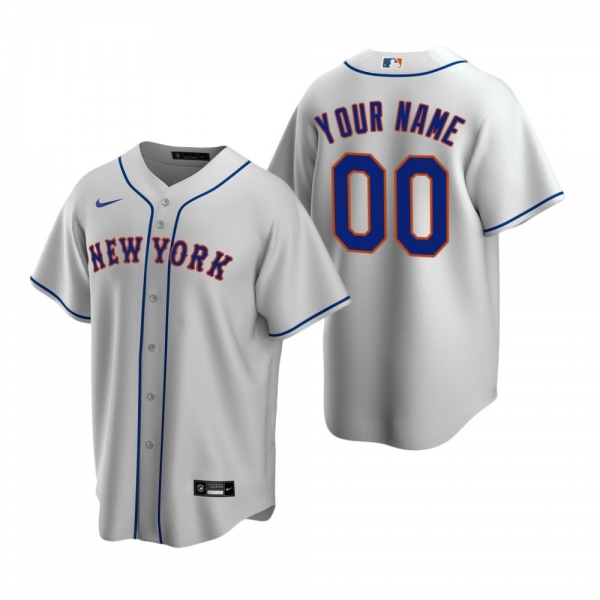 Men's New York Mets Custom Nike Gray Replica Road Jersey