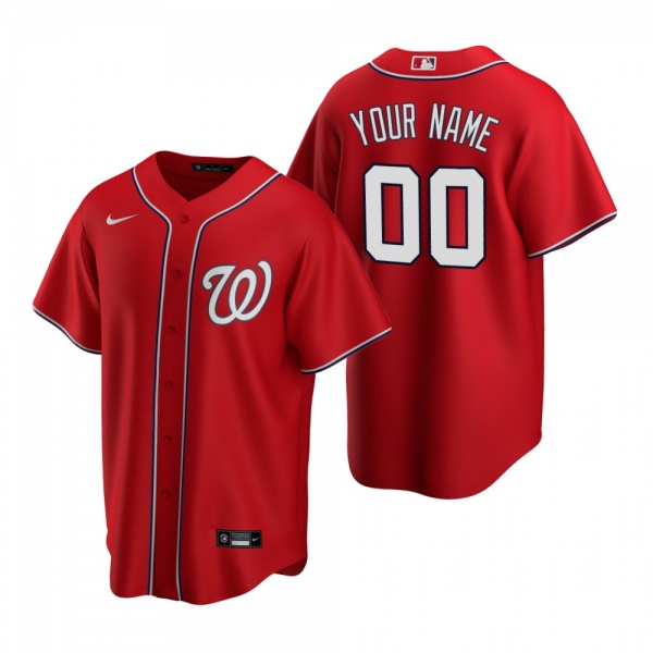 Men's Washington Nationals Custom Nike Red Replica Alternate Jersey