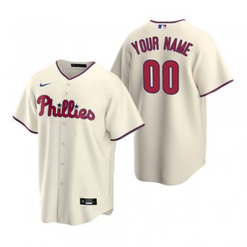 Men's Philadelphia Phillies Custom Nike Cream Replica Alternate Jersey