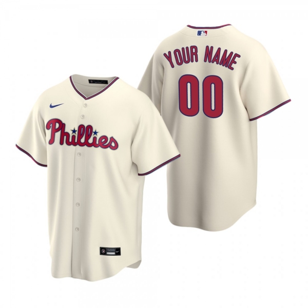 Men's Philadelphia Phillies Custom Nike Cream Replica Alternate Jersey