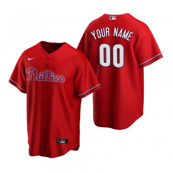 Men's Philadelphia Phillies Custom Nike Red Replica Alternate Jersey