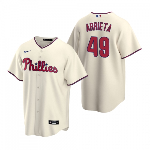 Men's Philadelphia Phillies Jake Arrieta Nike Cream Replica Alternate Jersey