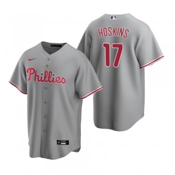 Men's Philadelphia Phillies Rhys Hoskins Nike Gray Replica Road Jersey