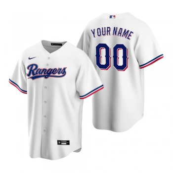 Men's Texas Rangers Custom Nike White Replica Home Jersey