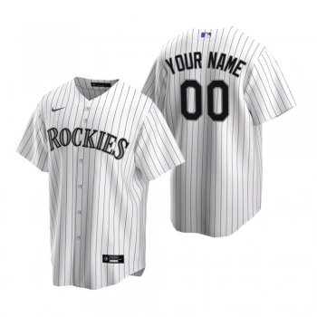 Men's Colorado Rockies Custom Nike White Replica Home Jersey