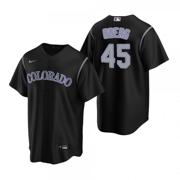 Men's Colorado Rockies Scott Oberg Nike Black Replica Alternate Jersey