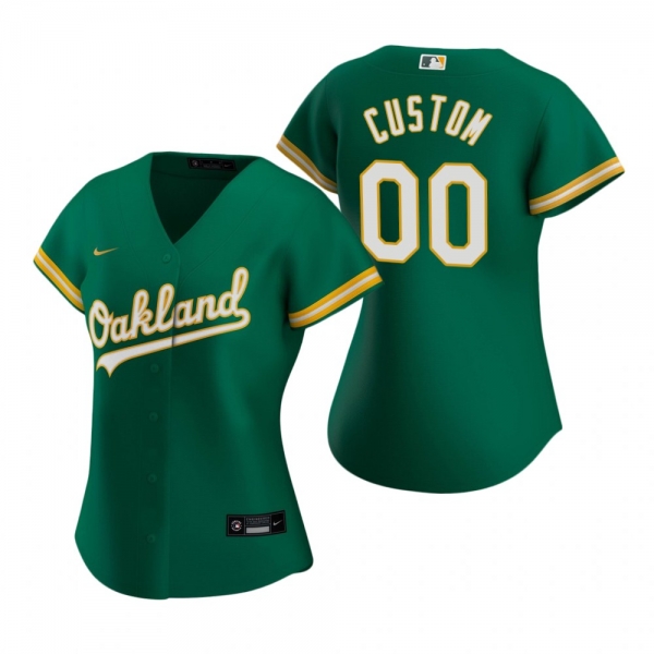 Women's Oakland Athletics Custom Nike Kelly Green 2020 Replica Alternate Jersey