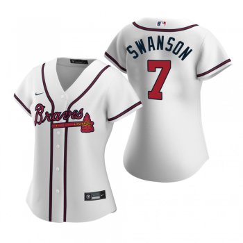 Women's Atlanta Braves Dansby Swanson Nike White 2020 Replica Home Jersey