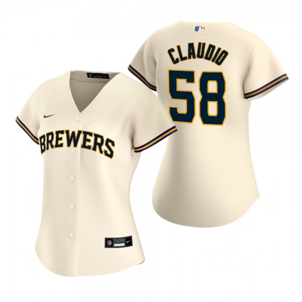 Women's Milwaukee Brewers Alex Claudio Nike Cream 2020 Replica Home Jersey