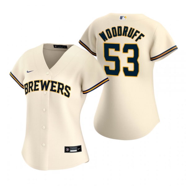 Women's Milwaukee Brewers Brandon Woodruff Nike Cream 2020 Replica Home Jersey