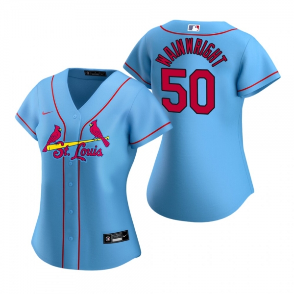 Women's St. Louis Cardinals Adam Wainwright Nike Light Blue 2020 Replica Alternate Jersey