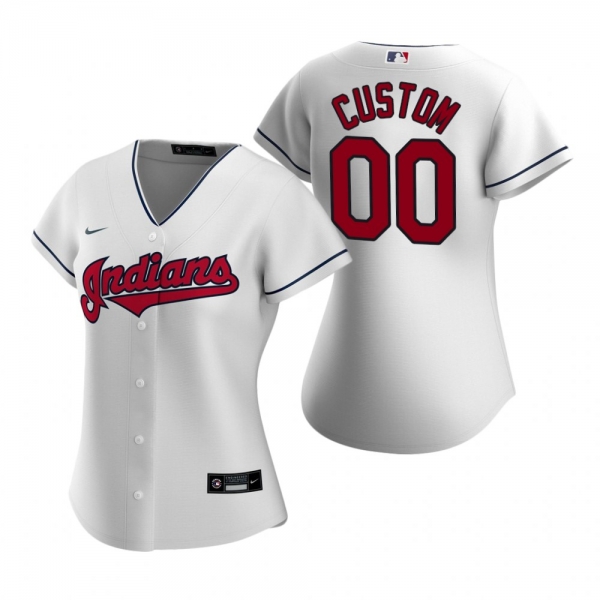 Women's Cleveland Indians Custom Nike White 2020 Replica Home Jersey