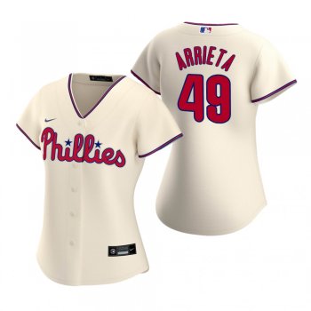 Women's Philadelphia Phillies Jake Arrieta Nike Cream 2020 Replica Alternate Jersey