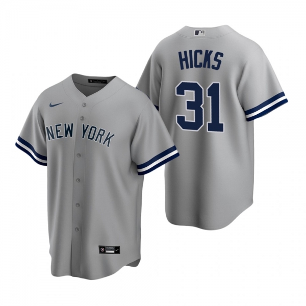 Men's New York Yankees Aaron Hicks Nike Gray Replica Road Jersey