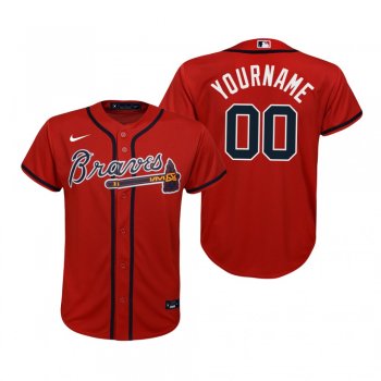 Youth Atlanta Braves Custom Nike Red Replica Alternate Jersey