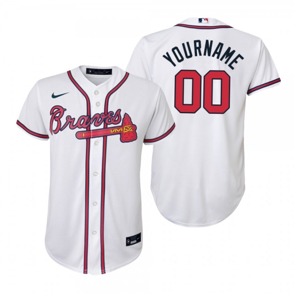 Youth Atlanta Braves Custom Nike White Replica Home Jersey