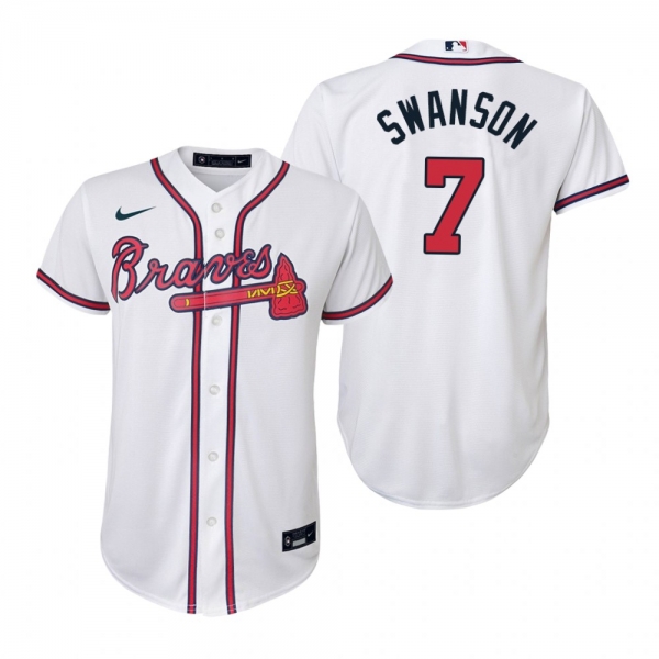 Youth Atlanta Braves Dansby Swanson Nike White Replica Home Jersey