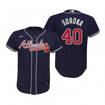 Youth Atlanta Braves Mike Soroka Nike Navy Replica Alternate Jersey