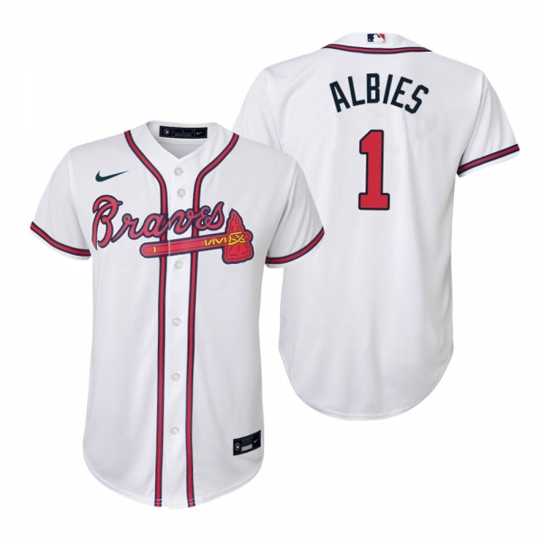 Youth Atlanta Braves Ozzie Albies Nike White Replica Home Jersey