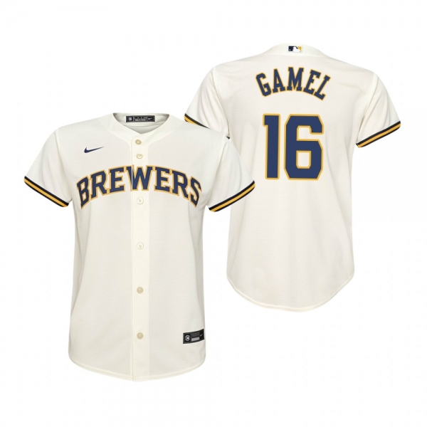 Youth Milwaukee Brewers Ben Gamel Nike Cream Replica Home Jersey