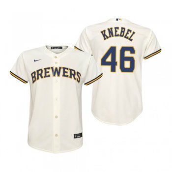 Youth Milwaukee Brewers Corey Knebel Nike Cream Replica Home Jersey