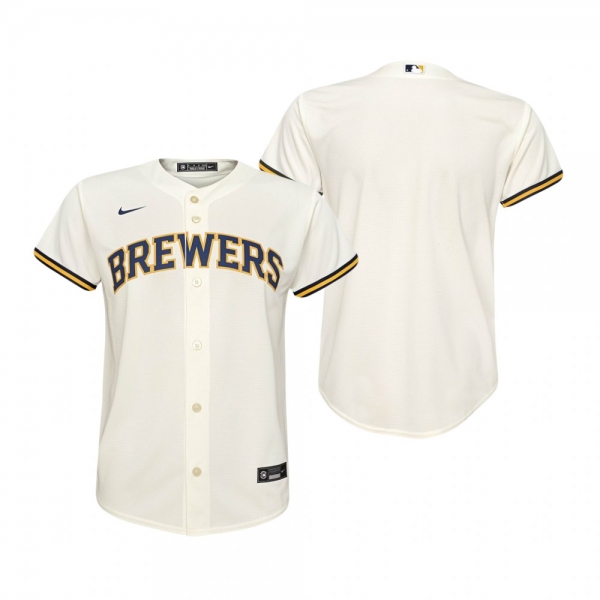 Youth Milwaukee Brewers Nike Cream Replica Home Jersey