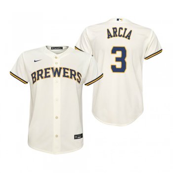 Youth Milwaukee Brewers Orlando Arcia Nike Cream Replica Home Jersey