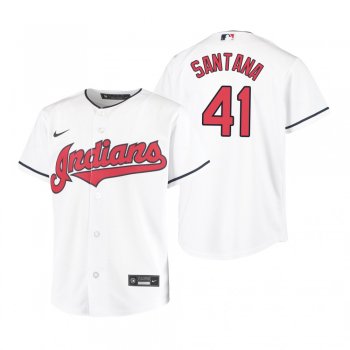 Youth Cleveland Indians Carlos Santana Nike White Replica Home Jersey