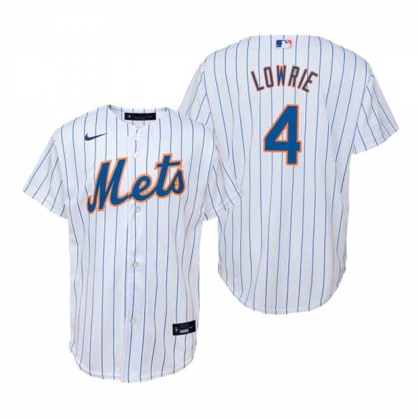 Youth New York Mets Jed Lowrie Nike White Replica Home Jersey