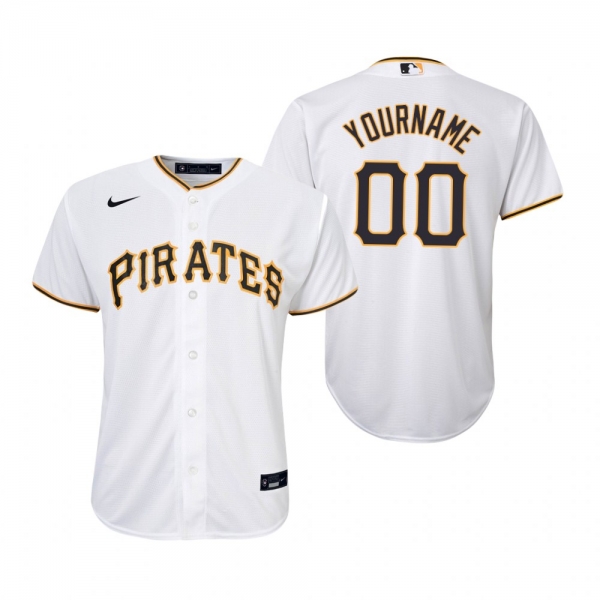 Youth Pittsburgh Pirates Custom Nike White Replica Home Jersey