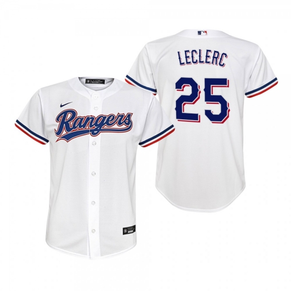 Youth Texas Rangers Jose Leclerc Nike White Replica Home Jersey