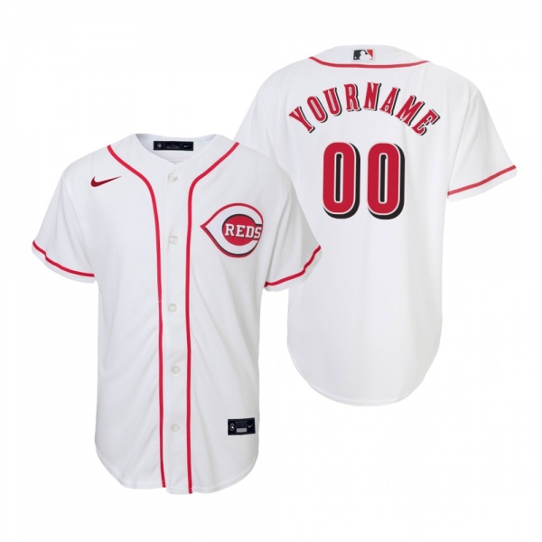 Youth Cincinnati Reds Custom Nike White Replica Home Jersey