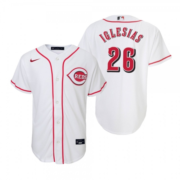 Youth Cincinnati Reds Raisel Iglesias Nike White Replica Home Jersey