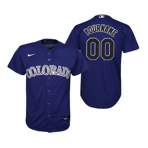 Youth Colorado Rockies Custom Nike Purple Replica Alternate Jersey