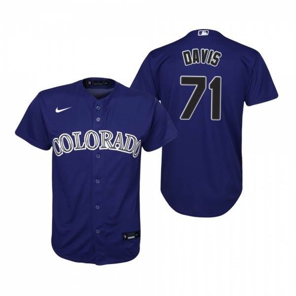 Youth Colorado Rockies Wade Davis Nike Purple Replica Alternate Jersey