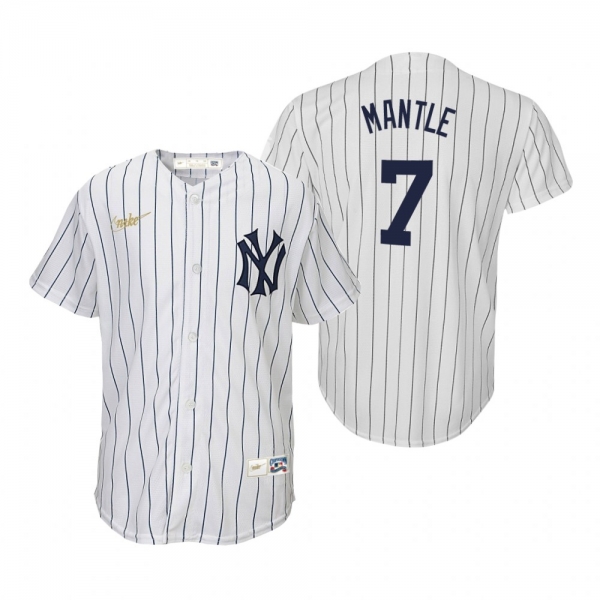 Youth New York Yankees Mickey Mantle Nike White Cooperstown Collection Home Jersey